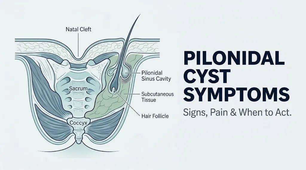 Pilonidal cyst symptoms